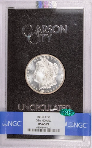 1883 CC Carson City $1 Morgan Silver Dollar NGC MS65 PL CAC GSA Hoard Coin