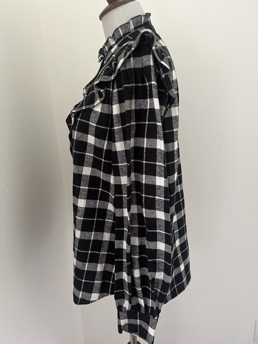 Camicia di flanella Kate Spade New York rustica a quadri taglia S nera e con volant e uncinetto - Foto 6 di 10