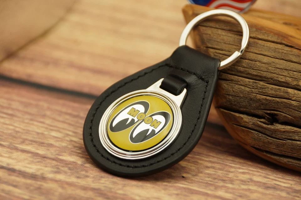 NUEVO RARO De Colección Años 70 HOTROD OJOS DE LUNA CARRERAS Cuero Coche Llavero Llavero Llavero Foto 4 de 4