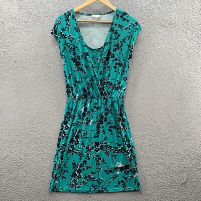 Garnet Hill Dress Knee Length Sleeveless Faux Wrap Surplice Neck