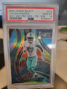 2020 PANINI SELECT JAYLEN WADDLE #412 ROOKIE 2021 XRC TIE-DYE PRIZM /25 PSA 10