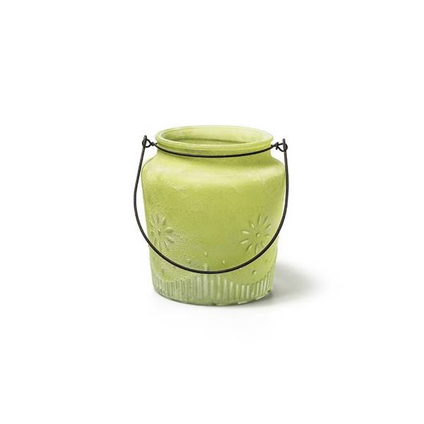 Laterne Mit Henkel, Windlicht Sunny H. 15Cm D. 14Cm GrüN Glas Jodeco Wa-image