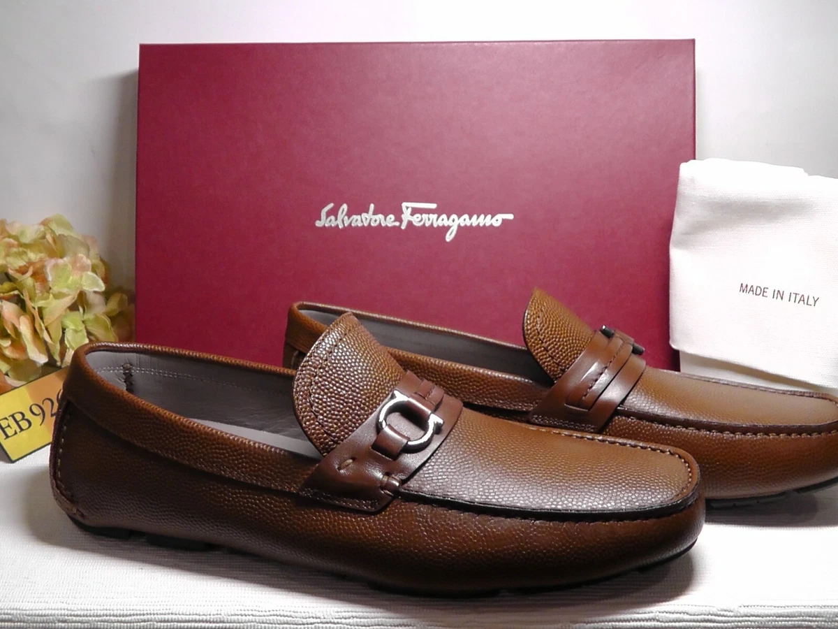 Salvatore Ferragamo RADICA Pebble Leather Remar Driving Loafers Shoe Size  10E