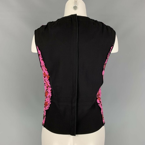 MARC JACOBS Talla 6 Negro y Rosa Poliéster Mezcla Lentejuelas Mangas Vestido Top - Imagen 4 de 7