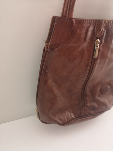 Erika braune Damen Leder Schultertasche - Made in Italy - Vintage - 24x25x8cm - Bild 4 von 14