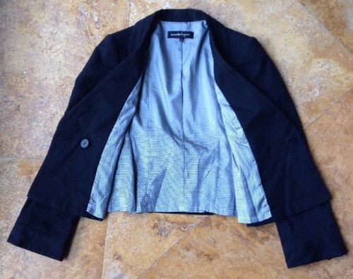 Nanette Lepore Cotton Blend Jacket Blazer, Black, 4 - Picture 3 of 8
