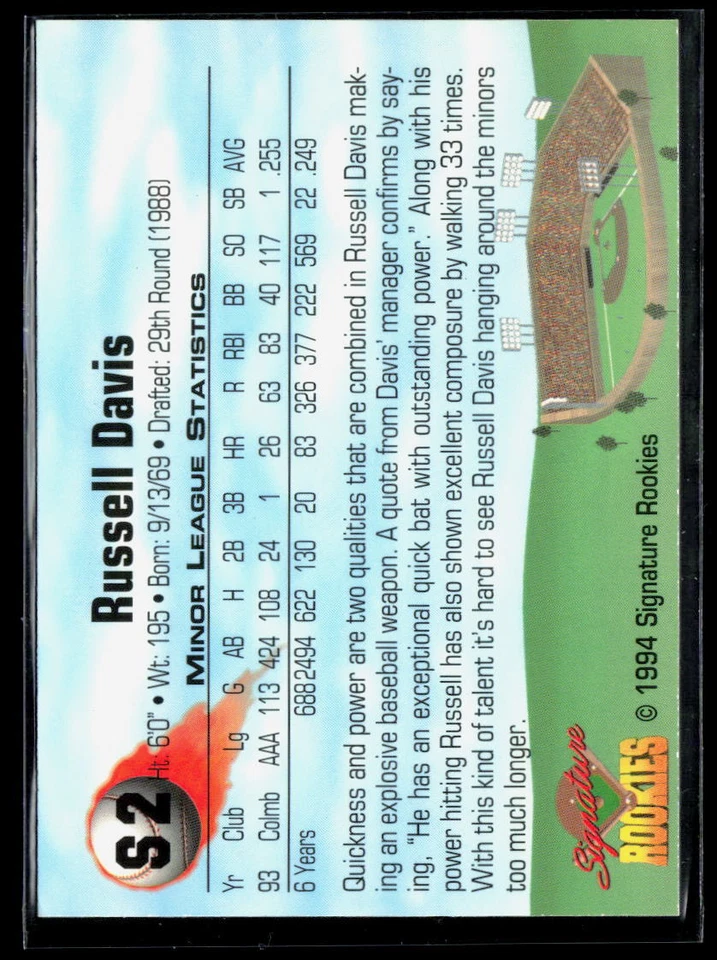 Russ Davis 1994 Signature Rookies Hottest Prospects #S2 - Image 2 of 2