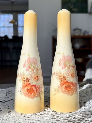 Vtg. 6  Tall Yellow Floral Kent LTD Old Foley England Salt & Pepper Shakers