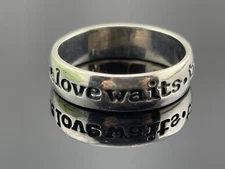 Designer RM True Love Waits Sterling Silver Sz 6 Band Ring Purity Religious