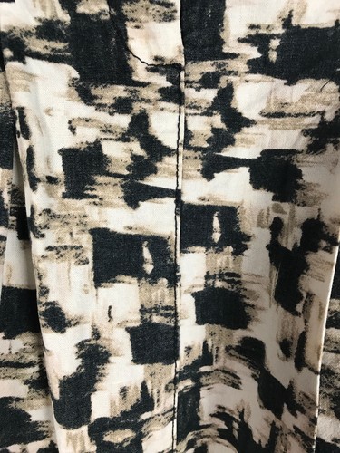 Gonna Ann Taylor LOFT Petites taglia 6P nera grigia bianca astratta misto lino carina - Foto 8 di 12
