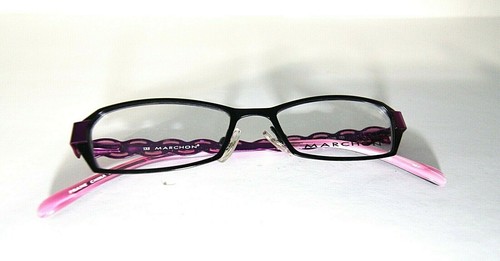 Montatura occhiali da vista donna MARCHON M-214 in metallo nero con maschera prugna 48 15 135 nuovi - Foto 5 di 5