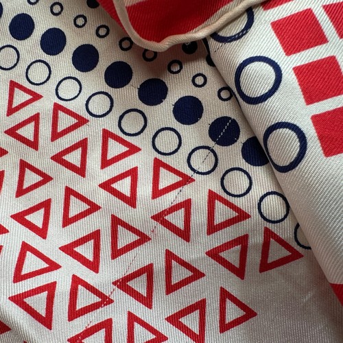 Rudi Gernreich Scarf Silk Mod Square Shapes Red White Blue 30 in Avant Garde - Picture 6 of 6