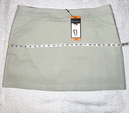 NWT Mario Serrani Women's XXL Comfort Stretch Short Skort Green White Pinstripe - Picture 4 of 14