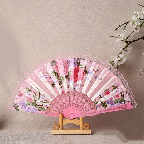 New Chinese Japanese Folding Fan Wooden Shank Classical Dance Fan Tassel Elegent - Picture 5 of 18
