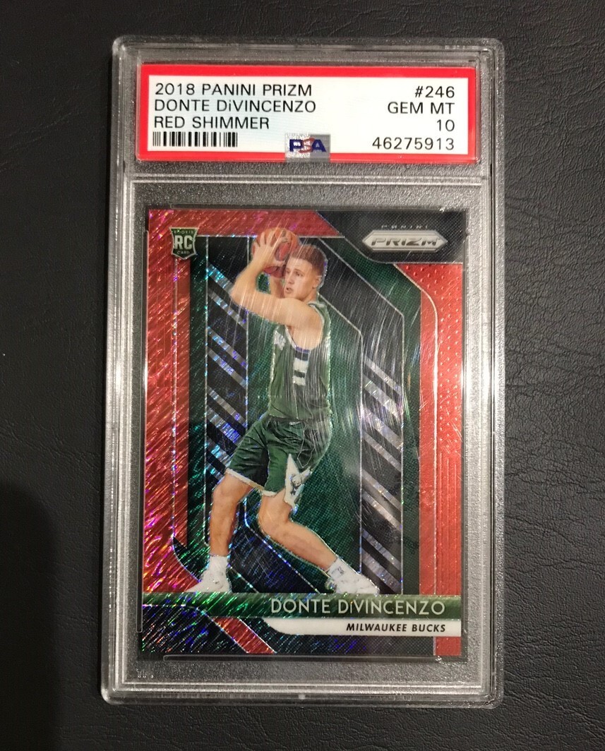 2018 PANINI PRIZM #246 DONTE DiVINCENZO ROOKIE RED SHIMMER /7 PSA 10 GEM LOW POP