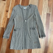 St John Collection Beige/brown Cardigan Sweater Tweed Button Jacket Size 6