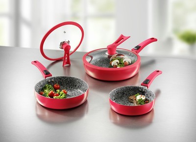 7-Piece Professional Pan Set - Granite - Look Non - Stick, Innovative Standing