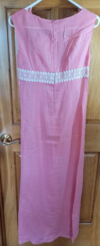 Empire Waist Barbiecore Dress Pink Full Length Slip Vtg Handmade READ - Picture 3 of 17