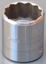 PROTO CHALLENGER, CHROME SHALLOW SOCKET, 3/8" DRIVE, 12 POINT, 13/16" SAE, #1226