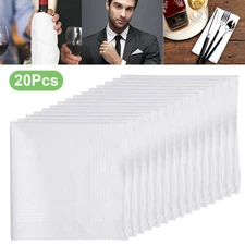 20Pcs Soft Cotton Handkerchiefs, 15''x15'' White Hankies, Classic Pocket Squares