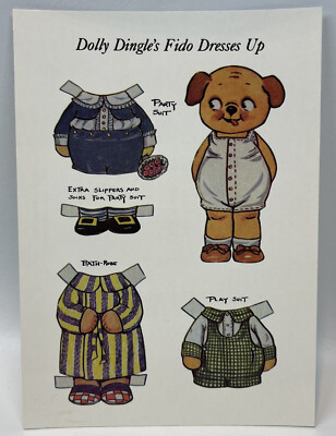 Vintage Postcard Dolly Dingles Fido Dresses Up Paper Doll Unposted