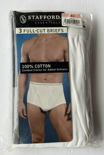 NEW Vintage Men's STAFFORD ESSENTIALS 3 Full-Cut Briefs 100 Cotton Sealed Sz 40