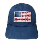 Columbia PFG American Flag Fish Fitted Mesh Back Trucker Hat Blue One Size