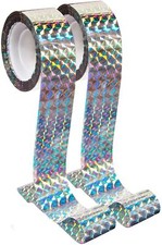 Unves 2 Pack 125 Ft Bird Tape Ribbon, Double Sided Reflective Bird Tape