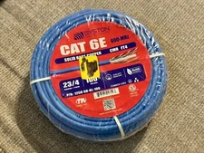 Syston Cable Technology Cat6E 6+ Ethernet Network - 100 FT Blue CMR