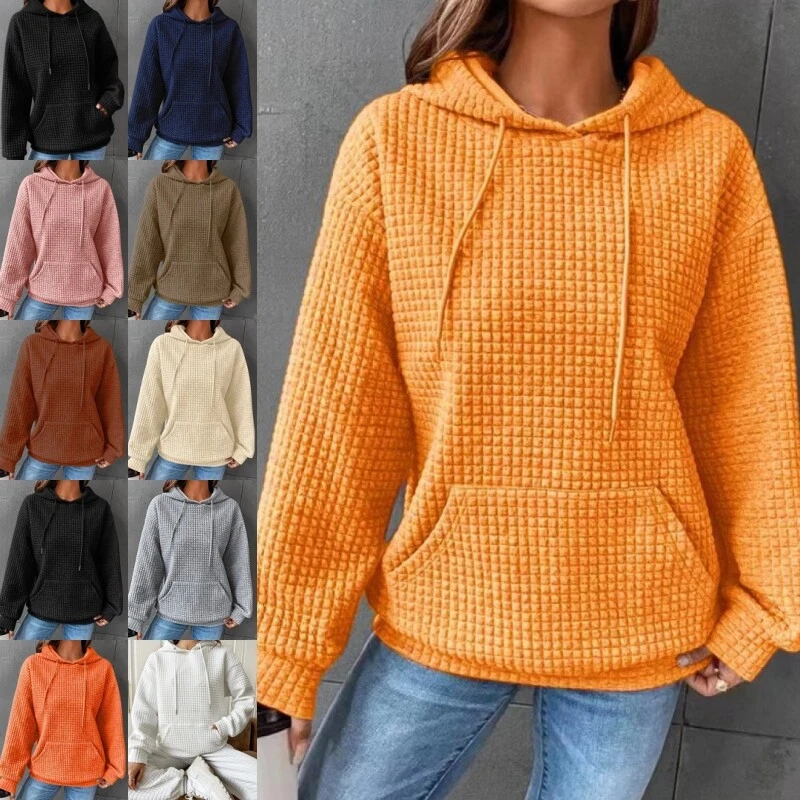 Ladies Hoodies Drawstring Hooded Sweatshirts Thermal Long Sleeve Fall Loose Fit