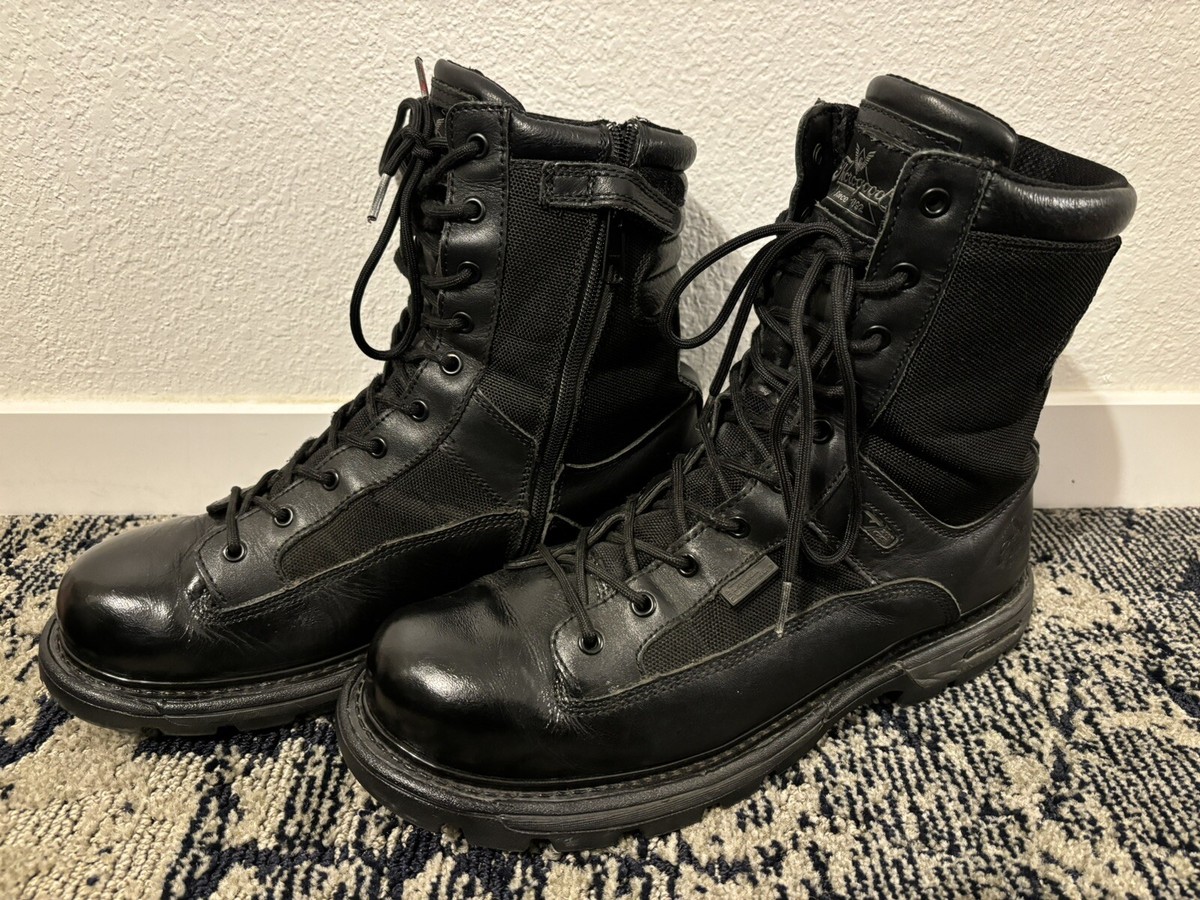 Men's 9-inch Thorogood Black Leather Side-Zip Tactical Boots size