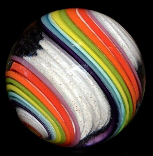 EDDIE SEESE GLASS MARBLE/1.978"-RAINBOW MULTI-COLORED WHITE LOBED DICHROIC DT- - Picture 12 of 12