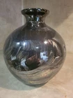Vtg HAEGER POTTERY Black Iridescent Marble VASE large 8-1/2" Mid-Century Modern