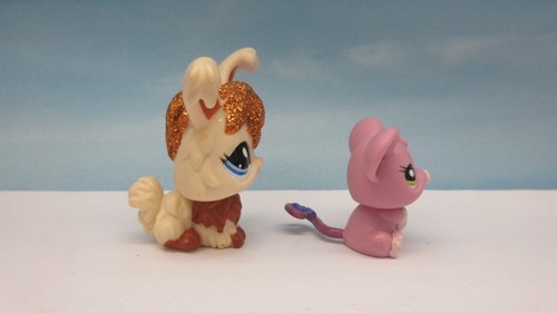 LITTLEST PET SHOP #2480 2481 GLITTER ANGORA BUNNY & PURPLE RAT HTF COMPLETE SET - Picture 3 of 8