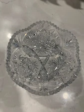 AMERICAN BRILLIANT PERIOD CUT GLASS BOWL over 8” inches wide and VERY HEAVY