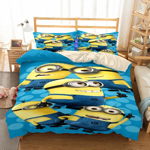 Minions Cartoon Donna Duvet Cover Bedding Set Pillowcases Single Double Queen - Bild 18 von 32