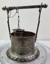 SILVER Stamped 800 MAYIM ACHRONIM Wishing well with a pail to hold water