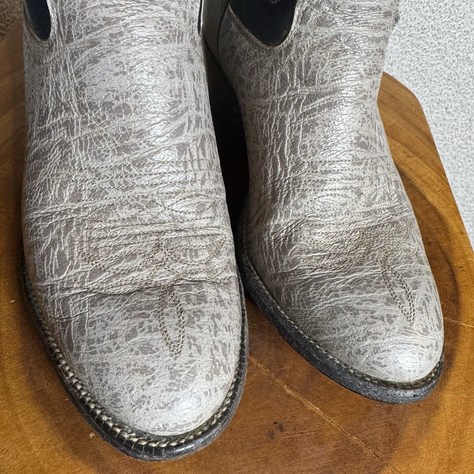 Botas de Vaquero Justin 4569 De Colección Estampado Elefante Gris Azul Hechas en EE. UU. Juveniles 5 C Foto 2 de 4