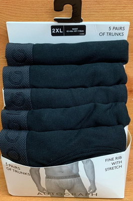 Marks & Spencer Autograph 5-pack of black fine rib trunks 2xl