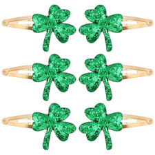 Shamrock Hair Clip Set - 6 St. Patrick's Day Clover Design Accessories