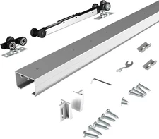 8FT Commercial Grade Pocket Door Hardware and Track Set with Soft Close Mechanis