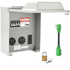 RV Temporary Power Outlet Panel with Breaker, ETL Listed 20 30 50 Amp RV Recepta