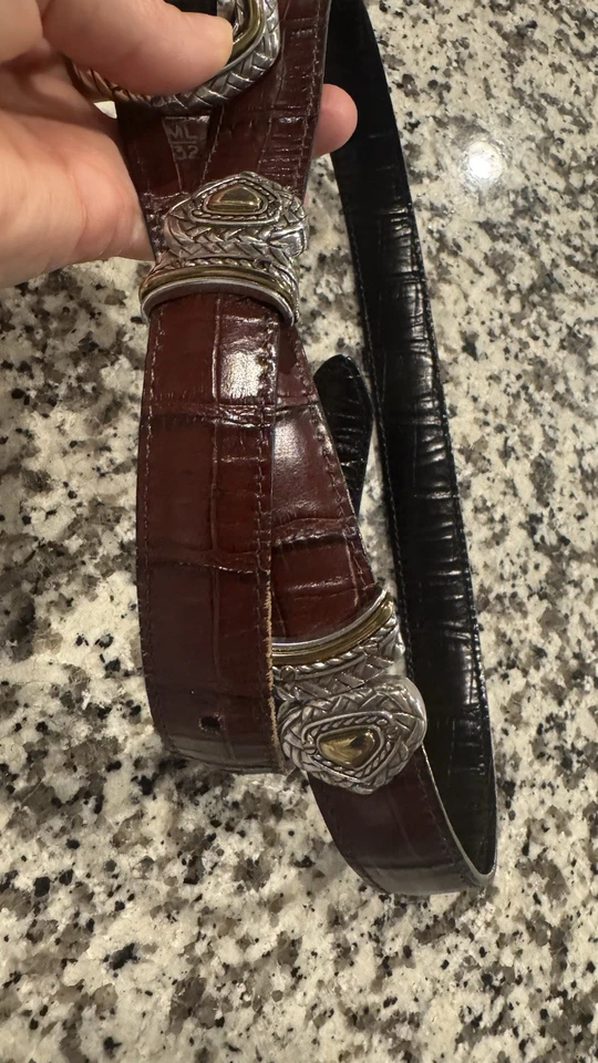 Cinto reversível Brighton Marcus dois tons preto e marrom tamanho 32 40210 - Imagem 4 de 4