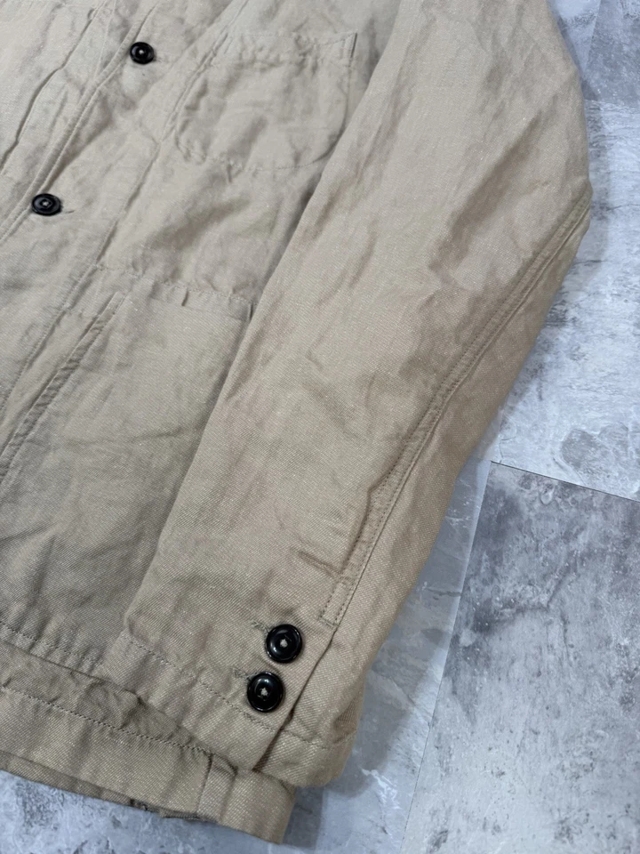 Relwen Linen Cotton Tropical Trap Blazer Sport Coat Field Jacket Beige Men’s L - Image 3 of 4