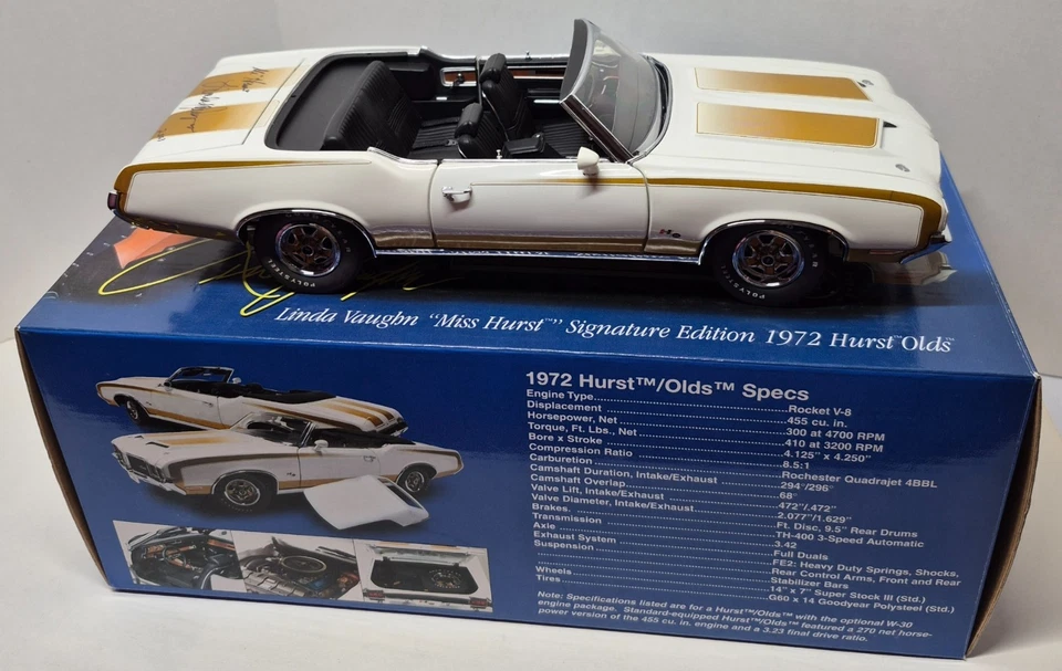 1972 Hurst Oldsmobile Linda Vaughn Signed Exact Detail Replicas 1:18 Diecast Car - Image 3 of 4