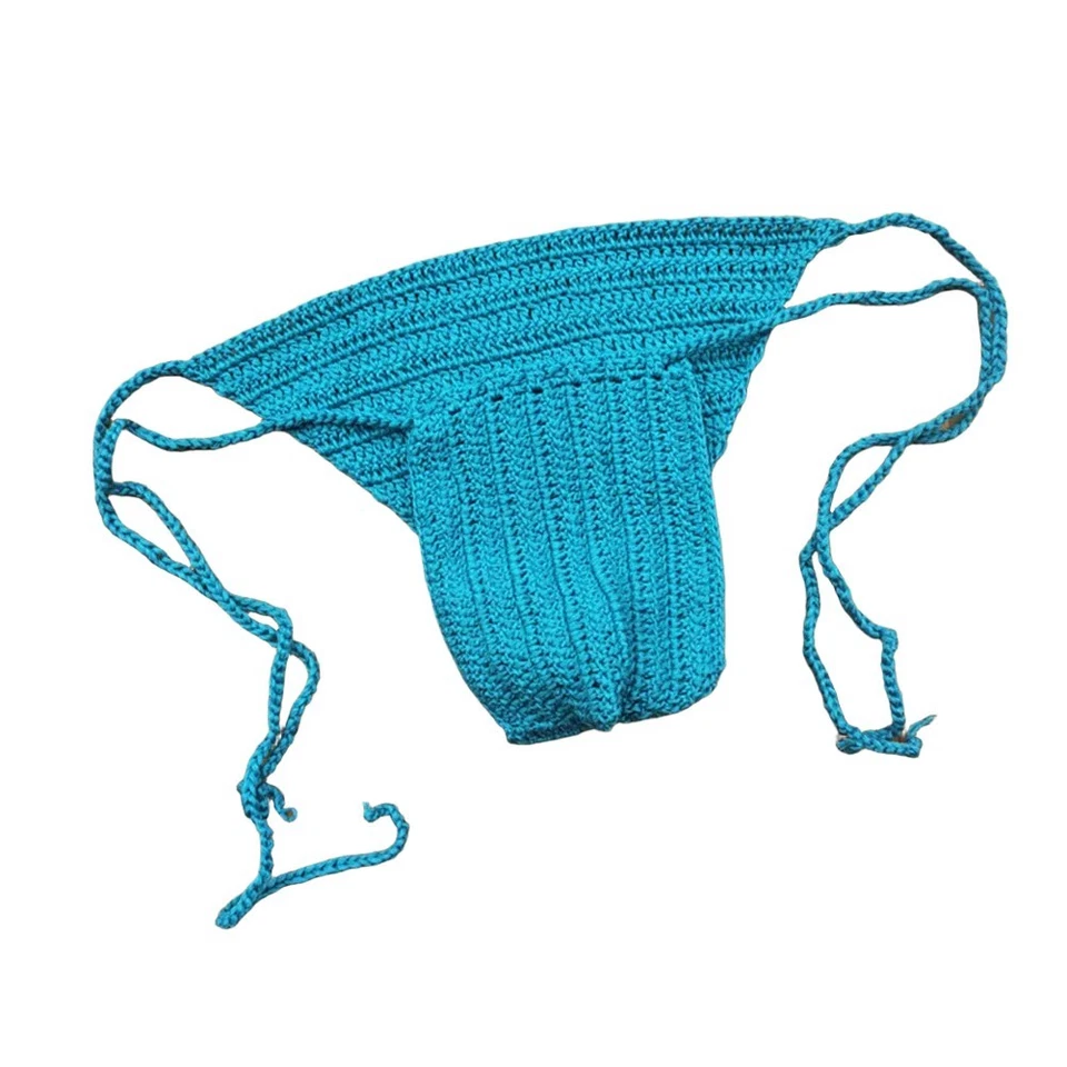 Calzoncillos de ganchillo a mano para hombre ropa interior de tiro bajo para nadar y tomar el sol Foto 3 de 4
