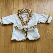Cotton Terry Hooded Baby Robe with tiger stripe collar and sleeves 100% cotton