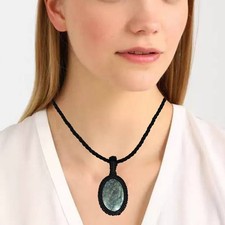 Fuchsite Edelstein Holloween geschenkt Schmuck Makramee Anhänger Halskette...