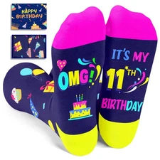 11th Birthday Gifts for Girls Boys Novelty Socks for 11 Year Old Tween Kids