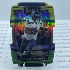 2021 PANINI SELECT DWAYNE ESKRIDGE RC CONCOURSE YELLOW & GREEN PRIZM DIE-CUT